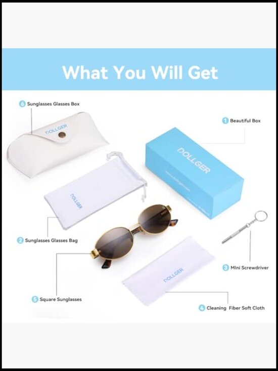 Polarized Oval Sunglasses Gold Frame Retro UV400 Protection